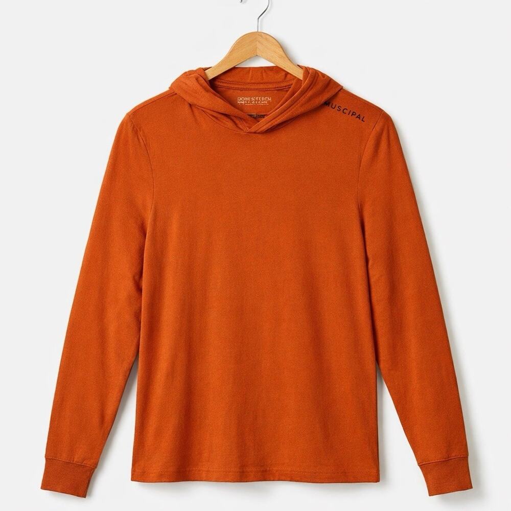 Municipal Sport Utility Gear Mens L Enduro Stretch LS Hooded T Orange Athleisure